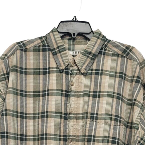 SRT Mens 2XLT 100% Cotton Plaid Short Sleeve Button Up Shirt w Front Pocket - Picture 2 of 4